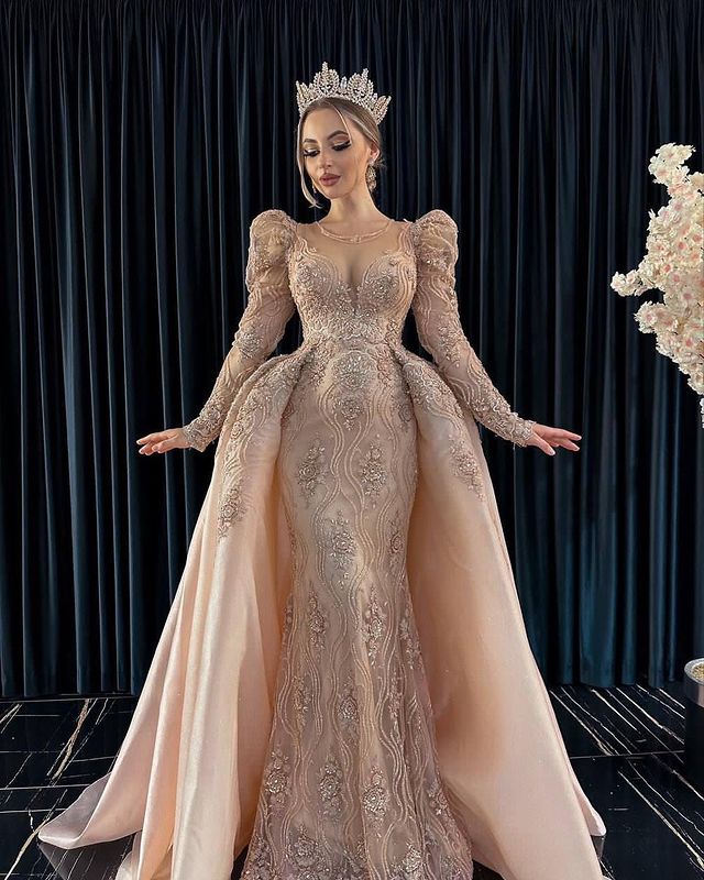 2023 Oct Aso Ebi Arabic Sequined Lace Mermaid Mother Of Bride Dresses Detachable Train Evening Prom Formal Party Birthday Celebrity Mother Of Groom Go