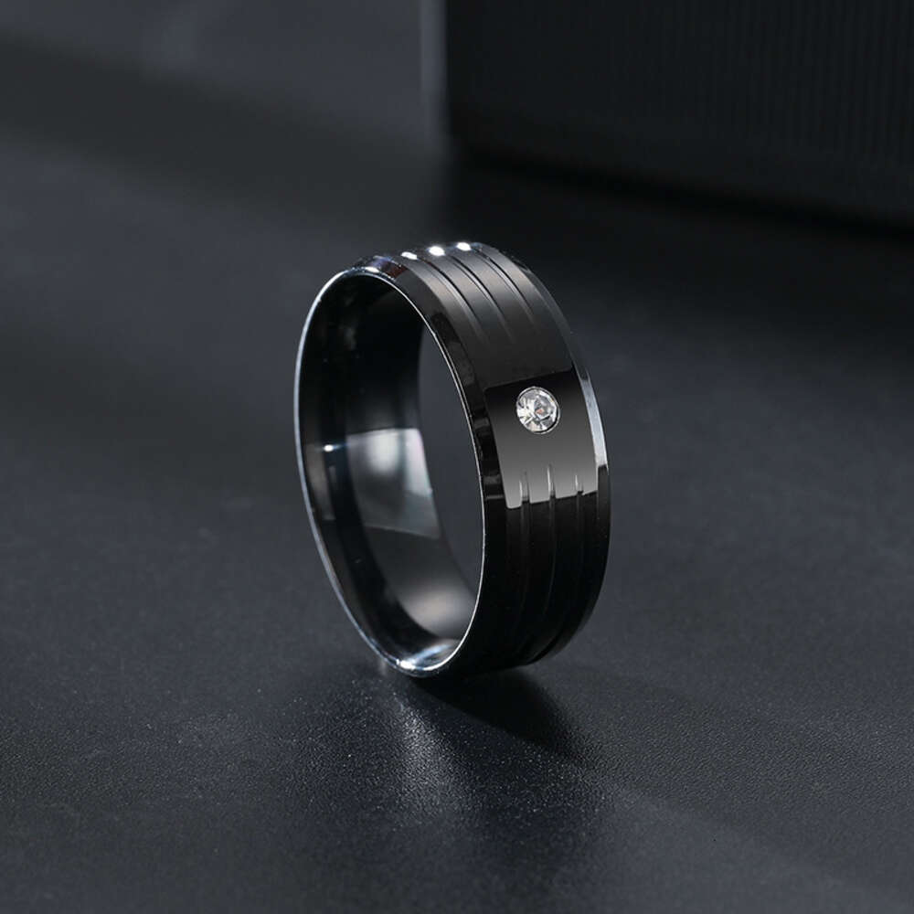 New 8mm Diamond Ring Fashion Couple Ring Korean Version Temperament Stainless Steel Wedding Engagement Couple Rings Stainless Anillos Y2k Anillo Whole