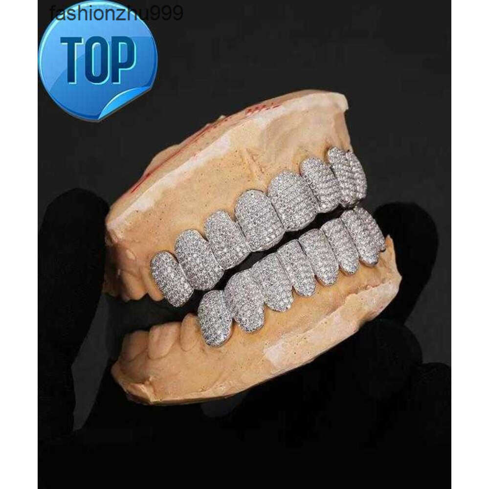mouth grills Exclusive customization Moissanite Teeth Grillz iced out Hop Sier decorative braces Real Diamond Bling Tooth Grills For Men