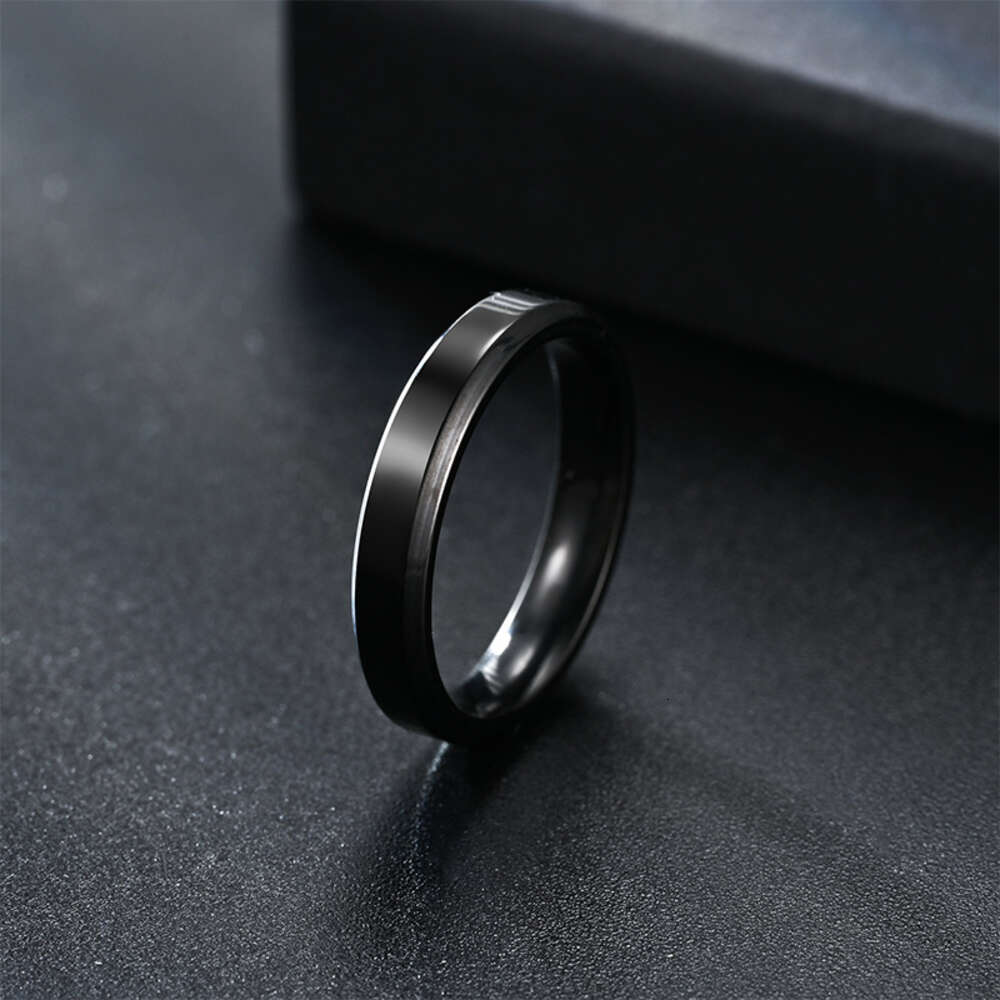 4mm Titanium Stainless Steel Ring With Non Fading Niche Design Double Bevel Mirror Jewelry Wedding Couple Engagement Rings Gothic Anillo Wolf Tide Bij