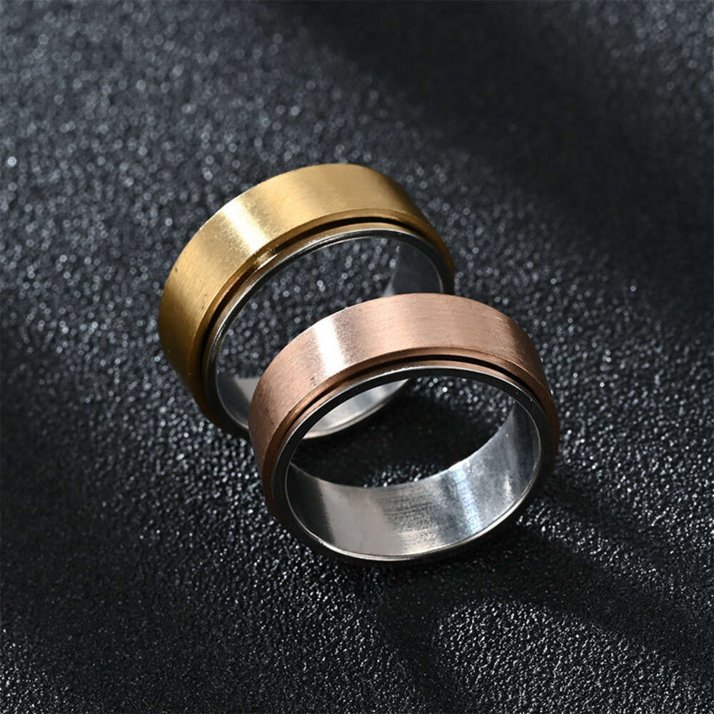 Wolf Tide New 8mm Blank Titanium Steel Rotating Finger Rings Anti Anxiety And Decompression Mens Rotating Couple Ring Wholesale Cheap Punk Jewelry Bij