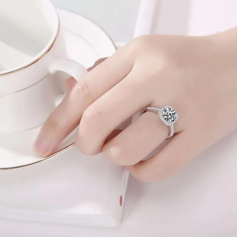 Wedding Rings Diamond Ring 18 k gold 925 Silver Engagement Classic Women s Gift Size 1 5 2 3 5Carat 231005