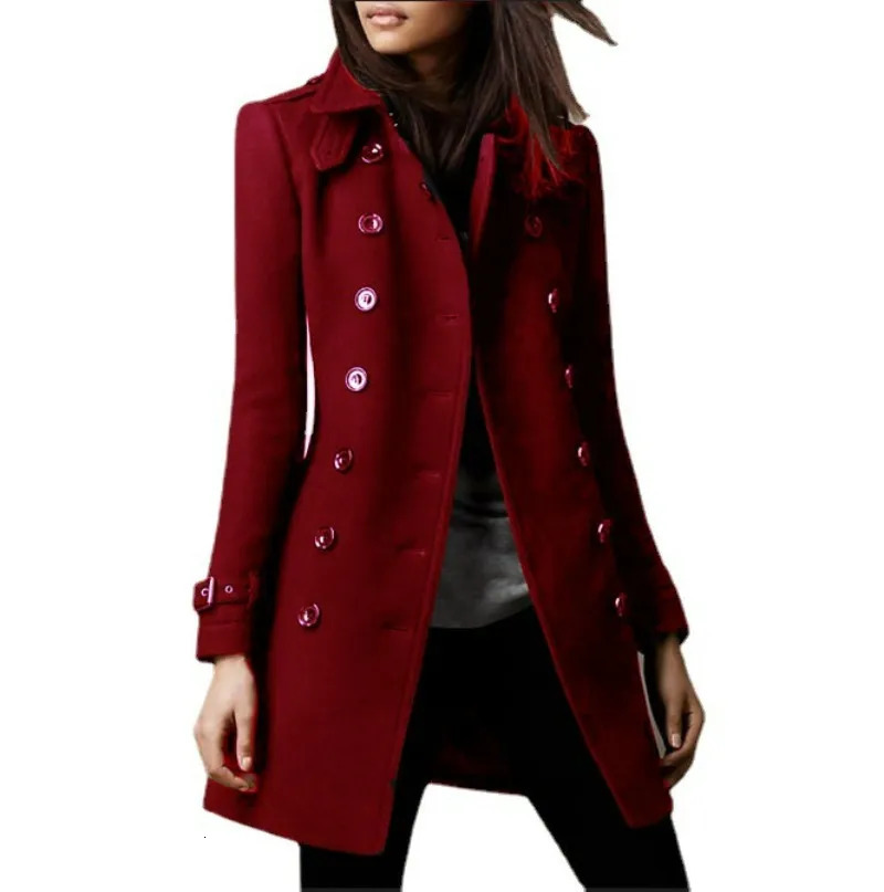 Women's Wool Blends Woolen Coat for Women Autumn and Winter Women Solid Color Tweed Jacket Women Coats 231006