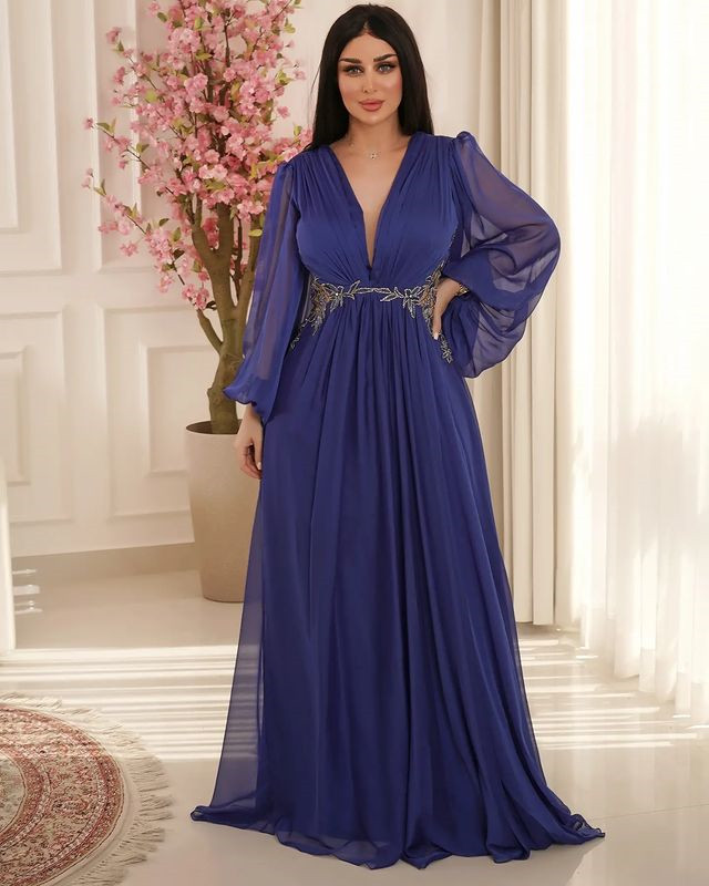 Oct Aso Ebi Arabic Royal Blue Chiffon Bride Dresses A E Lace Evening Prom Formal Party Birthday Celebrity Mother Of Groom Gowns Dress ZJ Lz0304