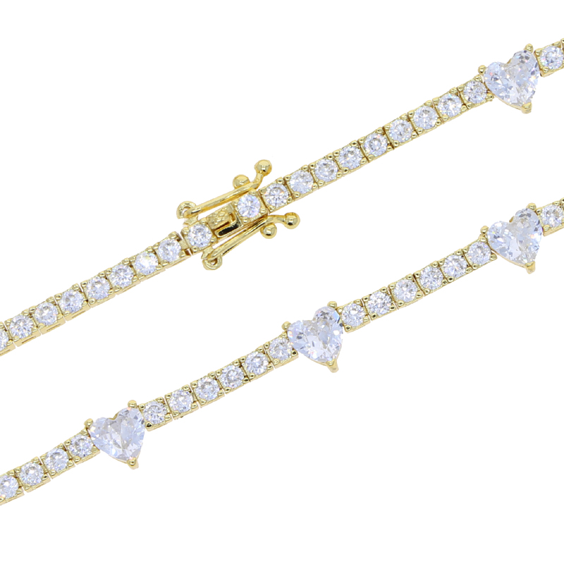 New arrival 6mm Mini Heart Love with 2.5mm round Zircon Tennis bracelet Elegant bracelet Hip Hop Ice Out VVS Moissamite Ladies Party Gift Wholesale je
