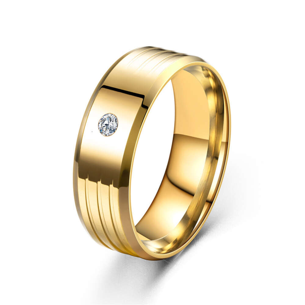 New 8mm Diamond Ring Fashion Couple Ring Korean Version Temperament Stainless Steel Wedding Engagement Couple Rings Stainless Anillos Y2k Anillo Whole