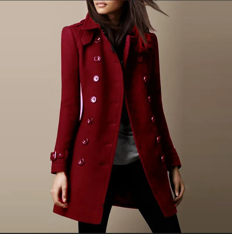 Women's Wool Blends Woolen Coat for Women Autumn and Winter Women Solid Color Tweed Jacket Women Coats 231006