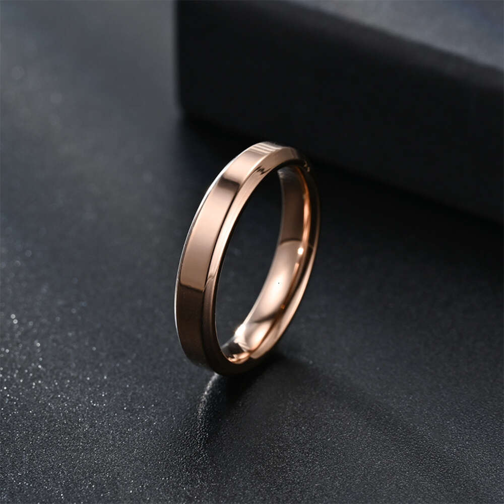 4mm Titanium Stainless Steel Ring With Non Fading Niche Design Double Bevel Mirror Jewelry Wedding Couple Engagement Rings Gothic Anillo Wolf Tide Bij