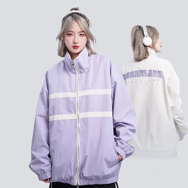 Men's Jackets Vintage Double-sided Wear Oversized Men Women Jackets Y2k Patchwork etter Print Windbreak Harajuku Fashion Casual Track Jackets 231