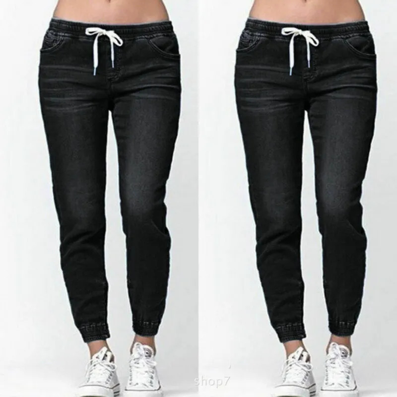 Womens Jeans Casual Jogger Pants Elastic Sexy Skinny Pencil For Women Leggings High Waist Denim Drawstring 231005