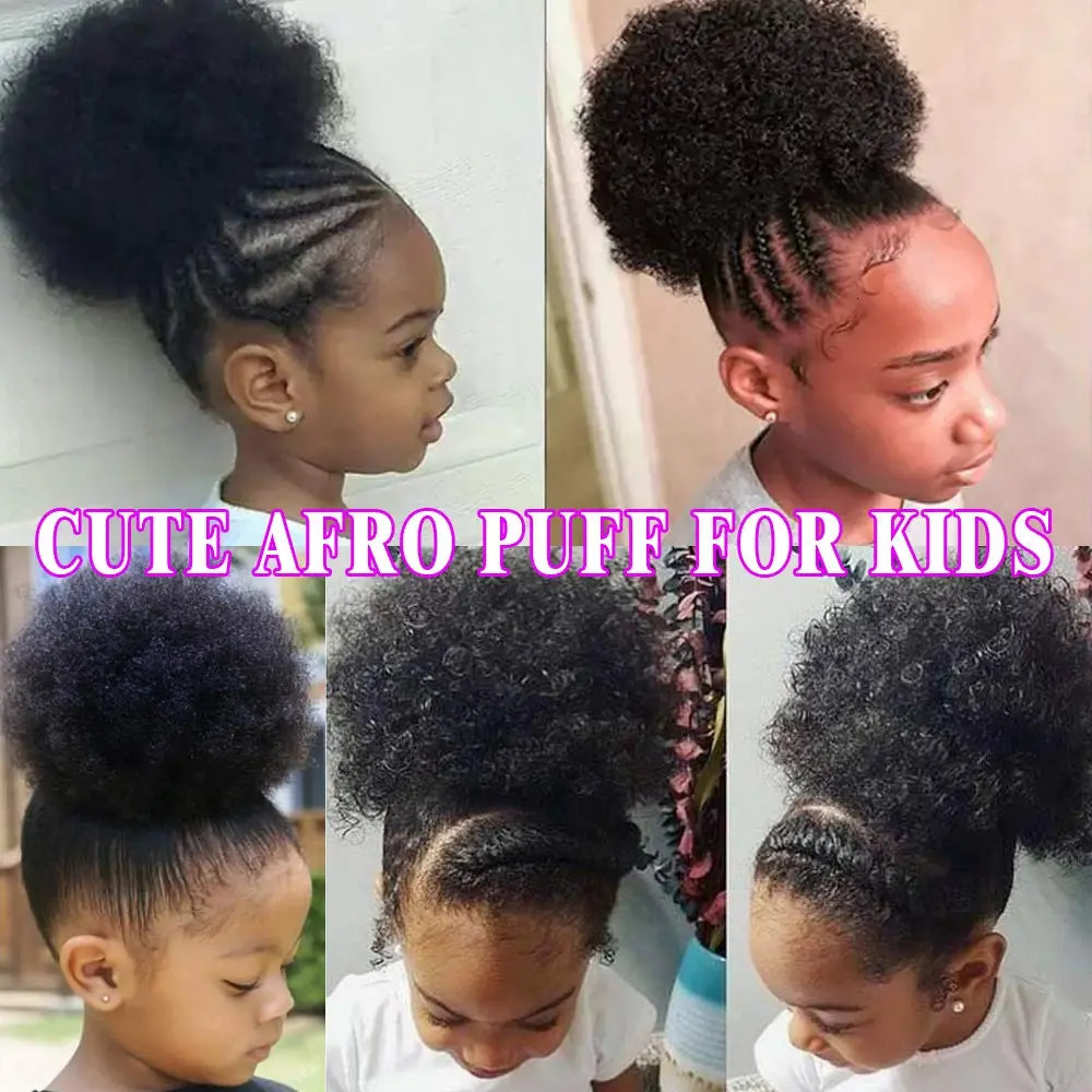 Synthetic Wigs Short Afro Puff Synthetic Hair Bun Chignon Hairpiece For Women Kids Wig Drawstring Ponytail Kinky Curly Clip in 231006