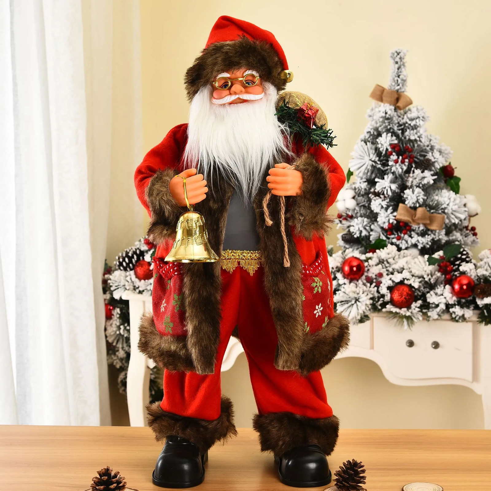 Christmas Decorations 67cm Christmas Decorations for Home Electric with Music Large Santa Playing The Violin Christmas and Year Gifts for Children 231