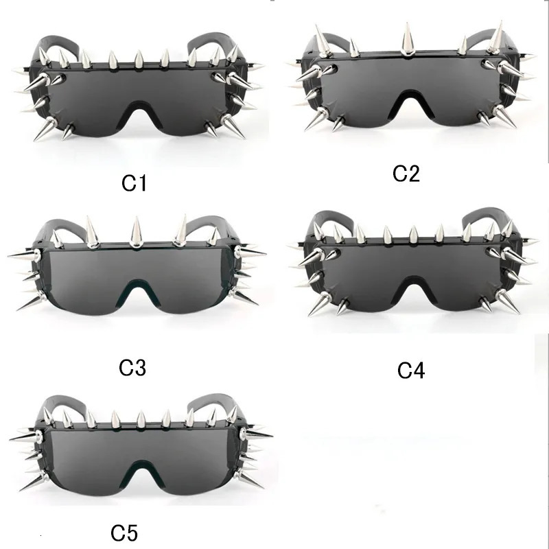 Sunglasses Frames Steampunk Rivet Spike Wild Rock Bar Goggle Men Y2k Punk Sun Glasses Metal Futuristic Zonnebrillen Dames 231005