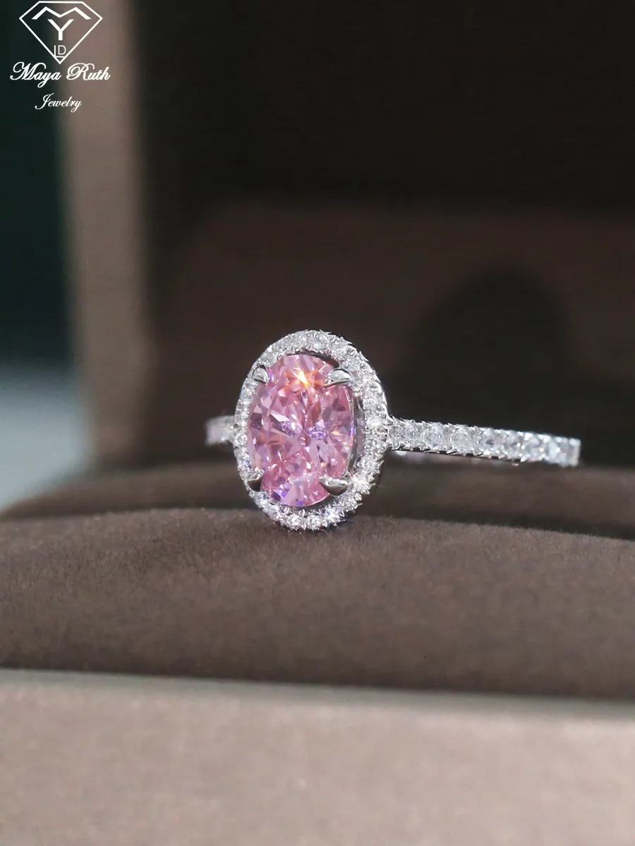 Wedding Rings Simulated Pink Diamond Ring Real 925 Sterling Silver Party for Women Anniversary Female Friend Bridal Gifts Sparkling Trend 231006