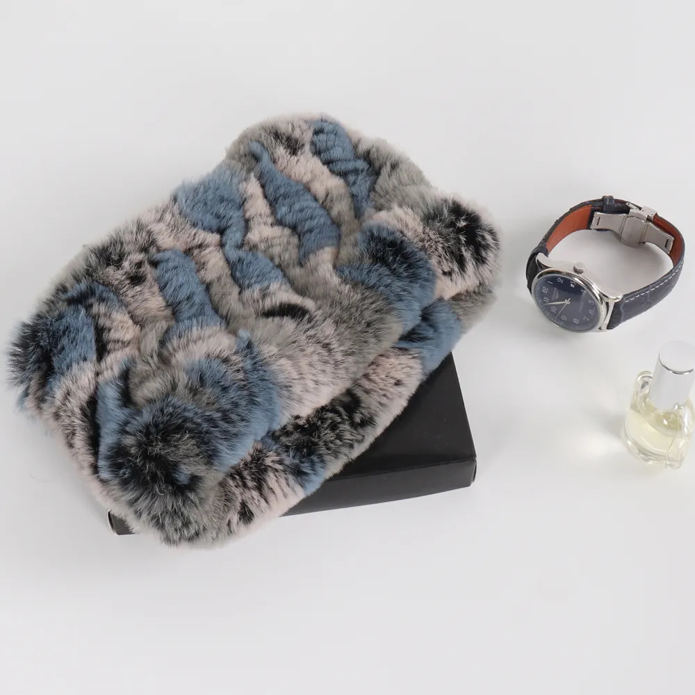 Scarves Fashion Natural Fur Ring Scarves Warm Women Genuine Rex Rabbit Fur Headbands Scarf Good Elastic Knitted Real Fur Ring Scarf 231006