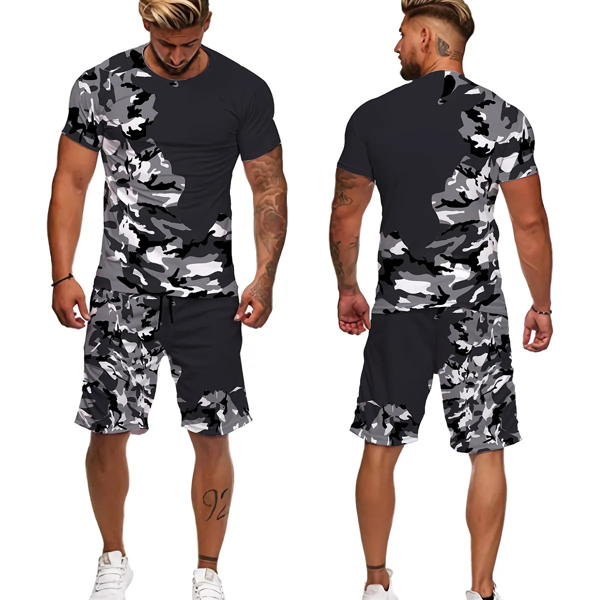 Men's Tracksuits Summer Camouflage Tees/Shorts/Suits Men's T Shirt Shorts Tracksuit Sport Style Outdoor Camping Hunting Casual Mens Clothes 