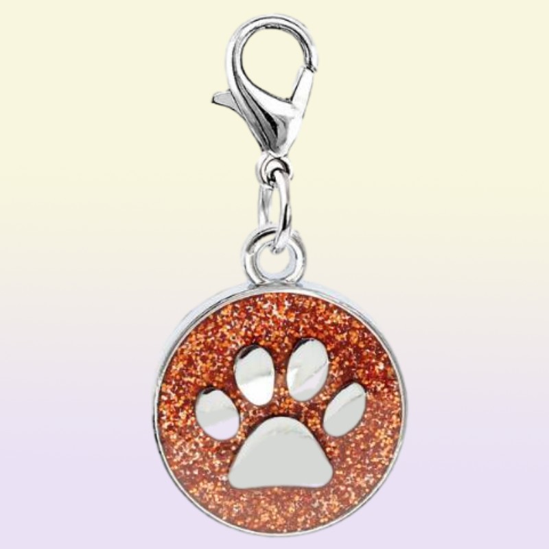 20PCSlot Colors 18mm footprints Cat Dog paw print hang pendant charms with lobster clasp fit for diy keychains fashion jewelrys3820711