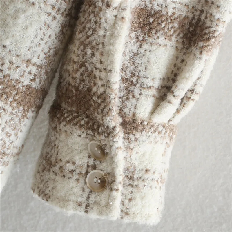 Women's Jackets Oversize Tweed Plaid Jackets Autumn Ladies Soft Coats Women Fashion Elegant Girls Chic Pocket Tops Outerwear Streetwear Pop 23100