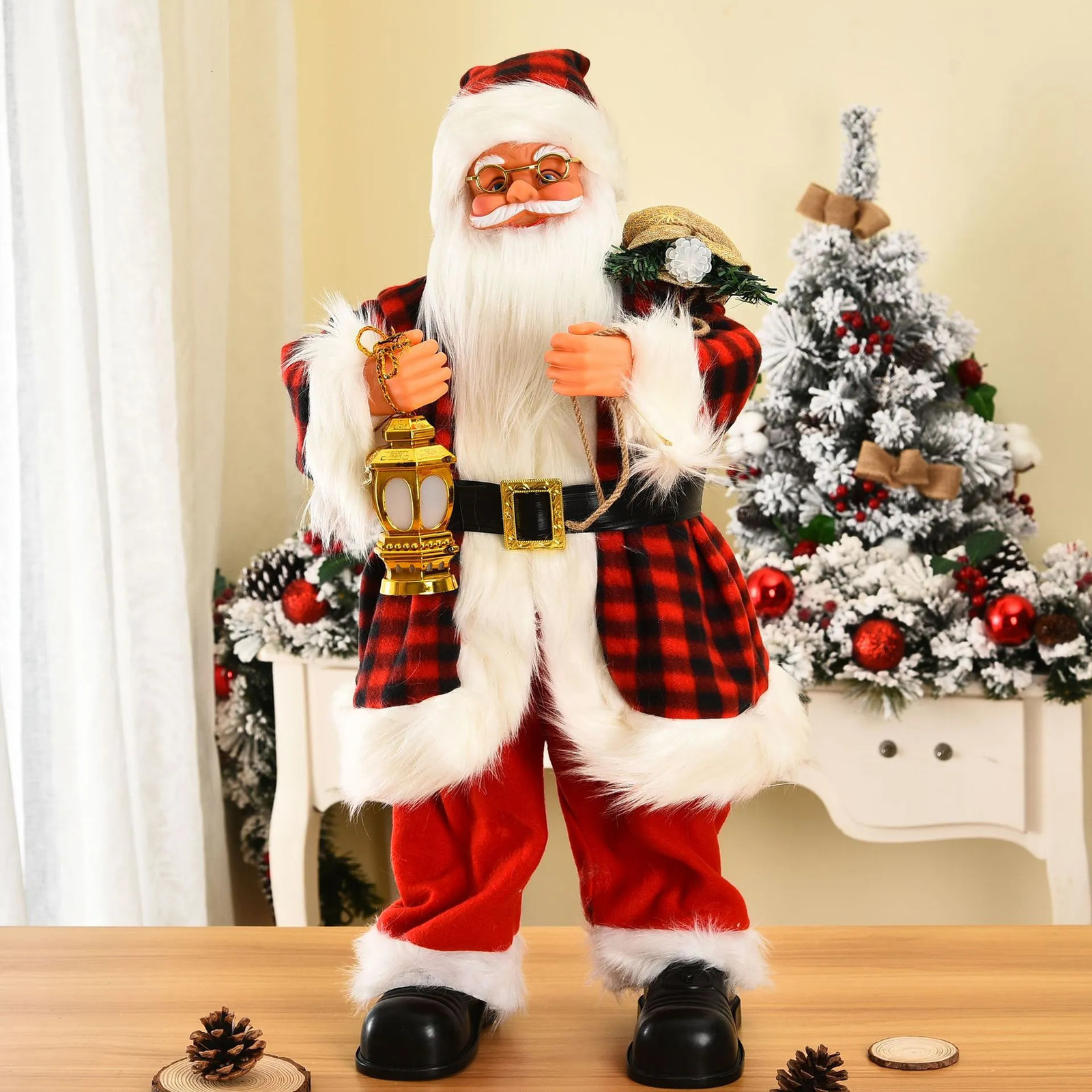 Christmas Decorations 67cm Christmas Decorations for Home Electric with Music Large Santa Playing The Violin Christmas and Year Gifts for Children 231