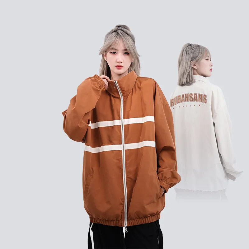 Men's Jackets Vintage Double-sided Wear Oversized Men Women Jackets Y2k Patchwork etter Print Windbreak Harajuku Fashion Casual Track Jackets 231