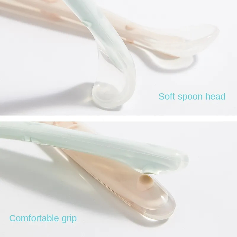 Cups Dishes Utensils Baby Silicone Soft Spoons First Stage Training Feeding Spoon for Kids Toddlers Children Infants Gum-Friendly Utensils Tableware 2