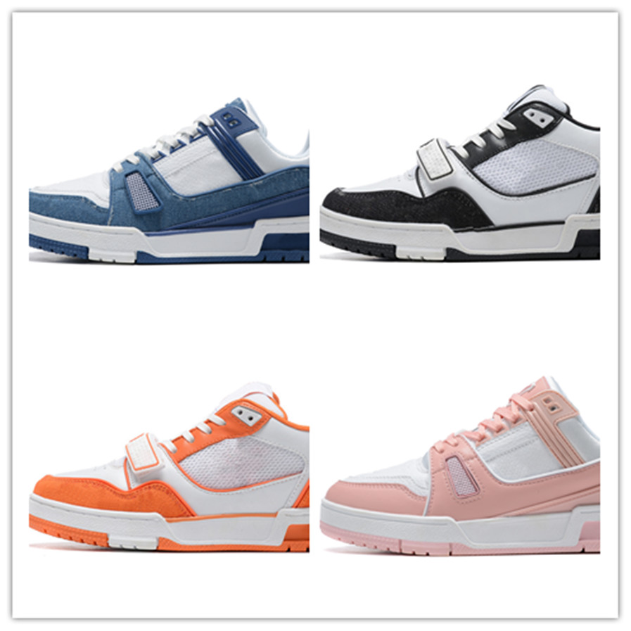 Desinger Casual Shoes Denim Canvas Leather Abloh White Green Red Blue Orange Letter Overlays Platform mens womens Sneakers