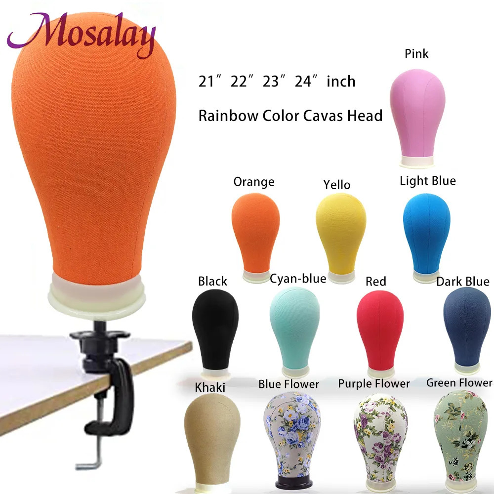 Wig Stand Wig Stand Colored Canvas Head21" 22" 23" For Women Make Up Maniquin Training Make Wigs Mannequin Head Manican Head Stand Hold