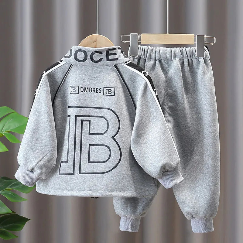 Clothing Sets School Kids Tracksuit Jogger Set Full Zip Letter Prints Baby Boys Drawstring Hoodie Sweatpant Children Outfits 1 11 Years 231007