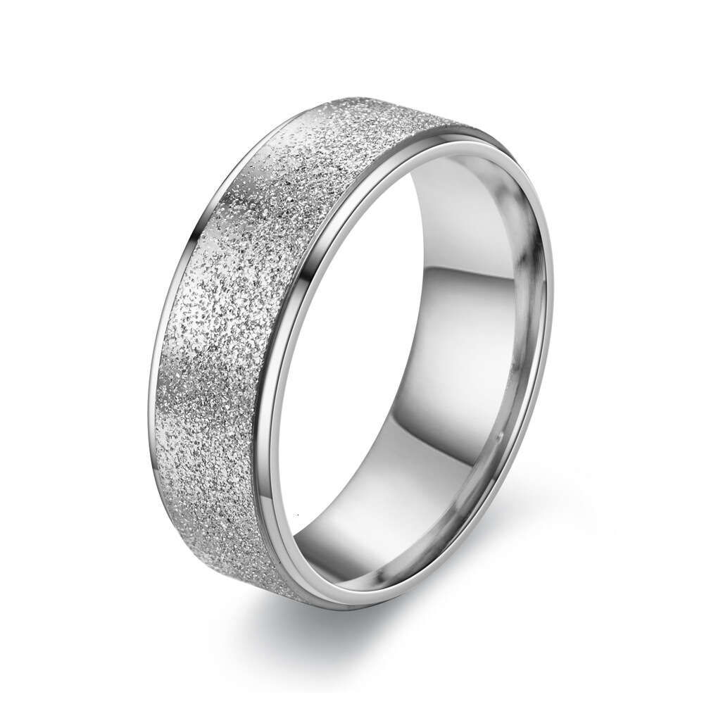 8mm Niche Titanium Stainless Steel Frosted Couple Ring Female Korean Style Fashion Rose Gold Wedding Engagement Finger Ring Bijoux Jewelry Accessories