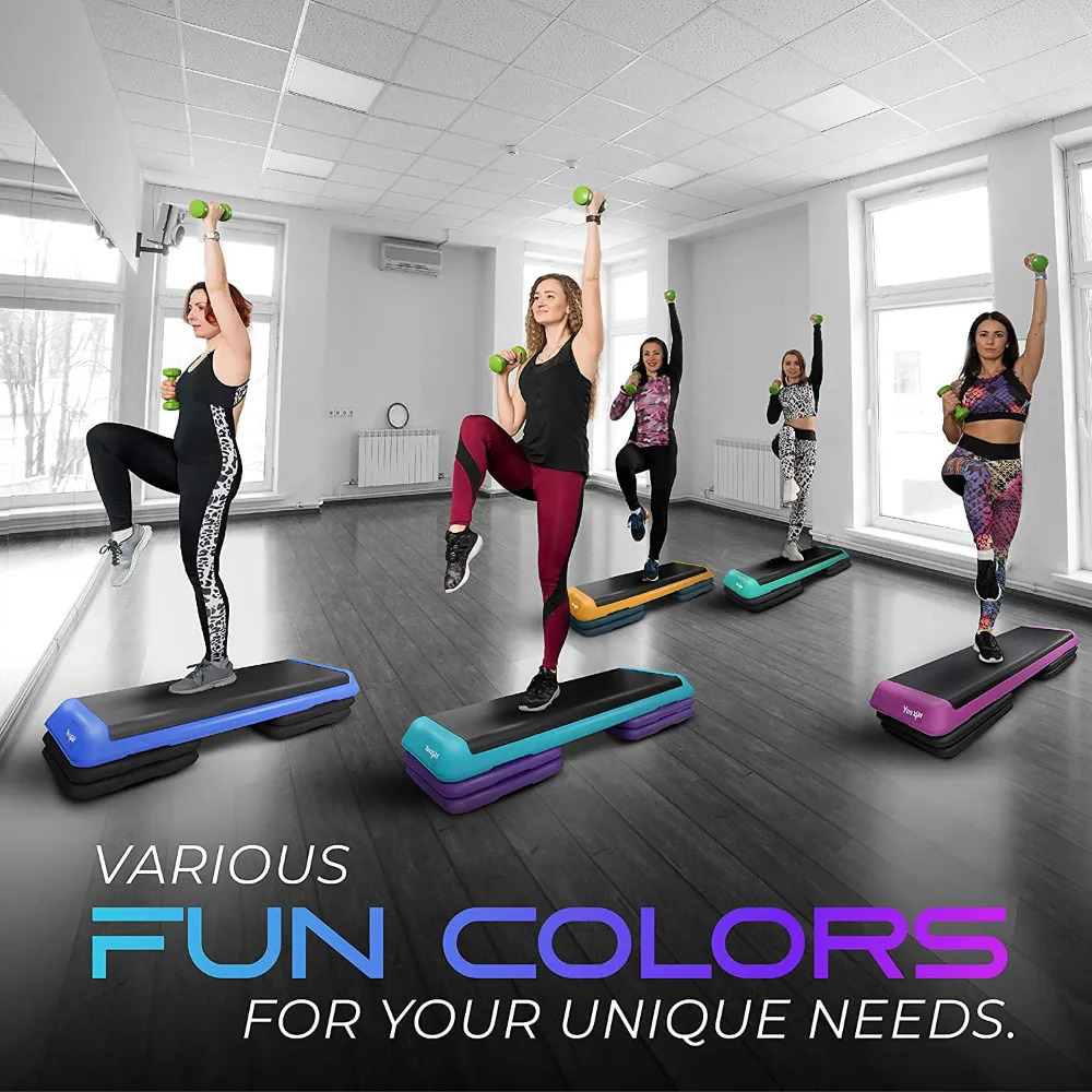 Steppers Yes4All Adjustable Aerobic Step Platform 40 in x 16 with 4 Risers Teal Black and Purple 231007