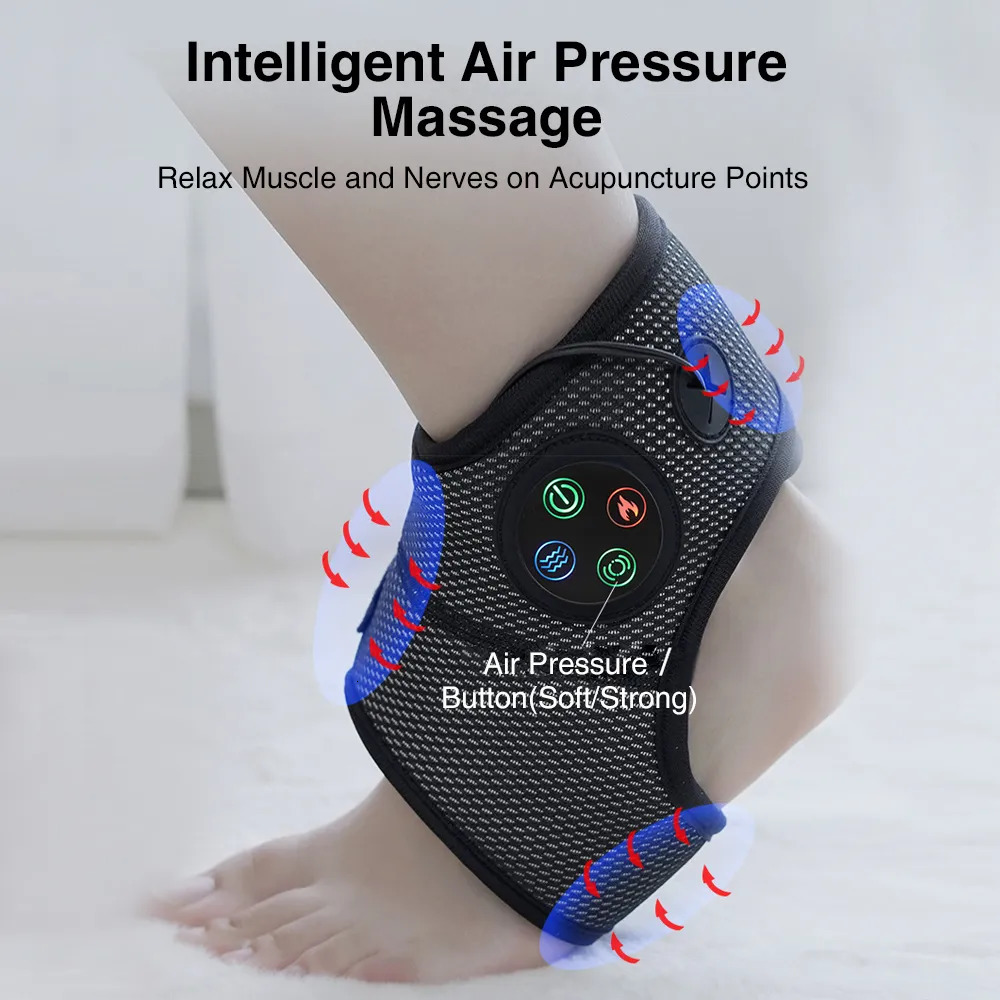 Leg Massagers Electric Ankle Foot Massager Vibration Compress Smart Air Pressure Multifunctional Brace Pain Relief Relaxation Treatments 231006