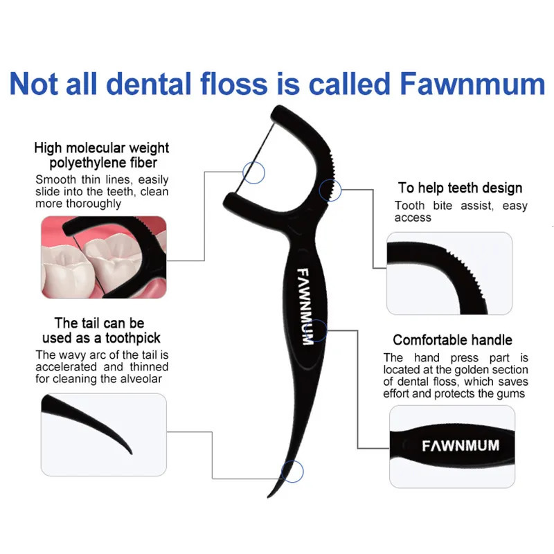 Dental Floss Fawnmum Dental Floss Sticks Clean Between Teeth Oral Hygiene Toothpicks Interdental Brushes For Teeth Cleaning Tools Tooth Pick 231007