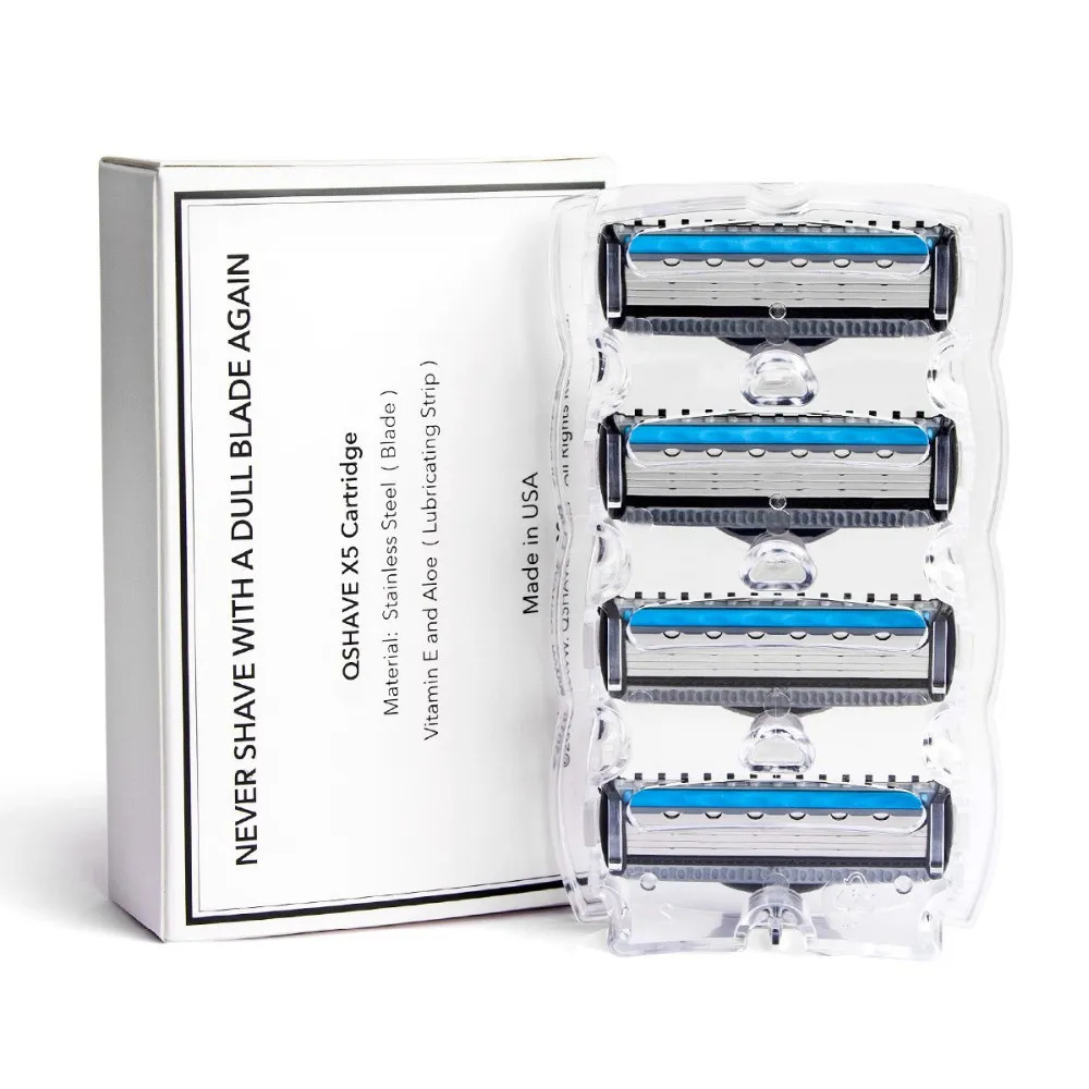 Razors Blades QShave It Blue Series Manual Shaving Razor Blade for Man Refill X5 Plus 1 Trimmer USA Top 4 Cartridges 231007