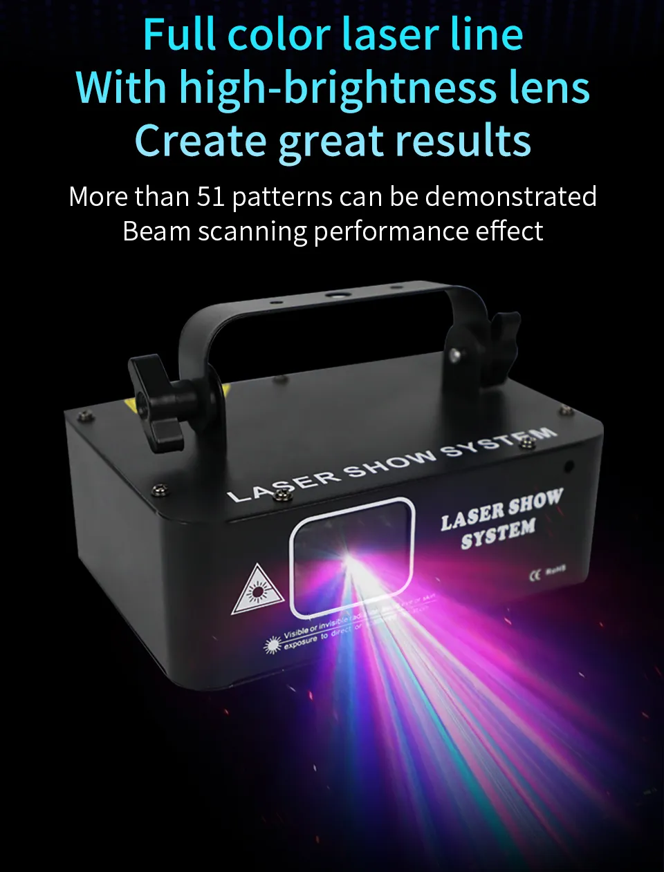 500mw RGB Laser Beam Line Scanner Projector DJ Disco Stage Lighting Effect Dance Party Wedding Holiday Bar Club DMX Lights