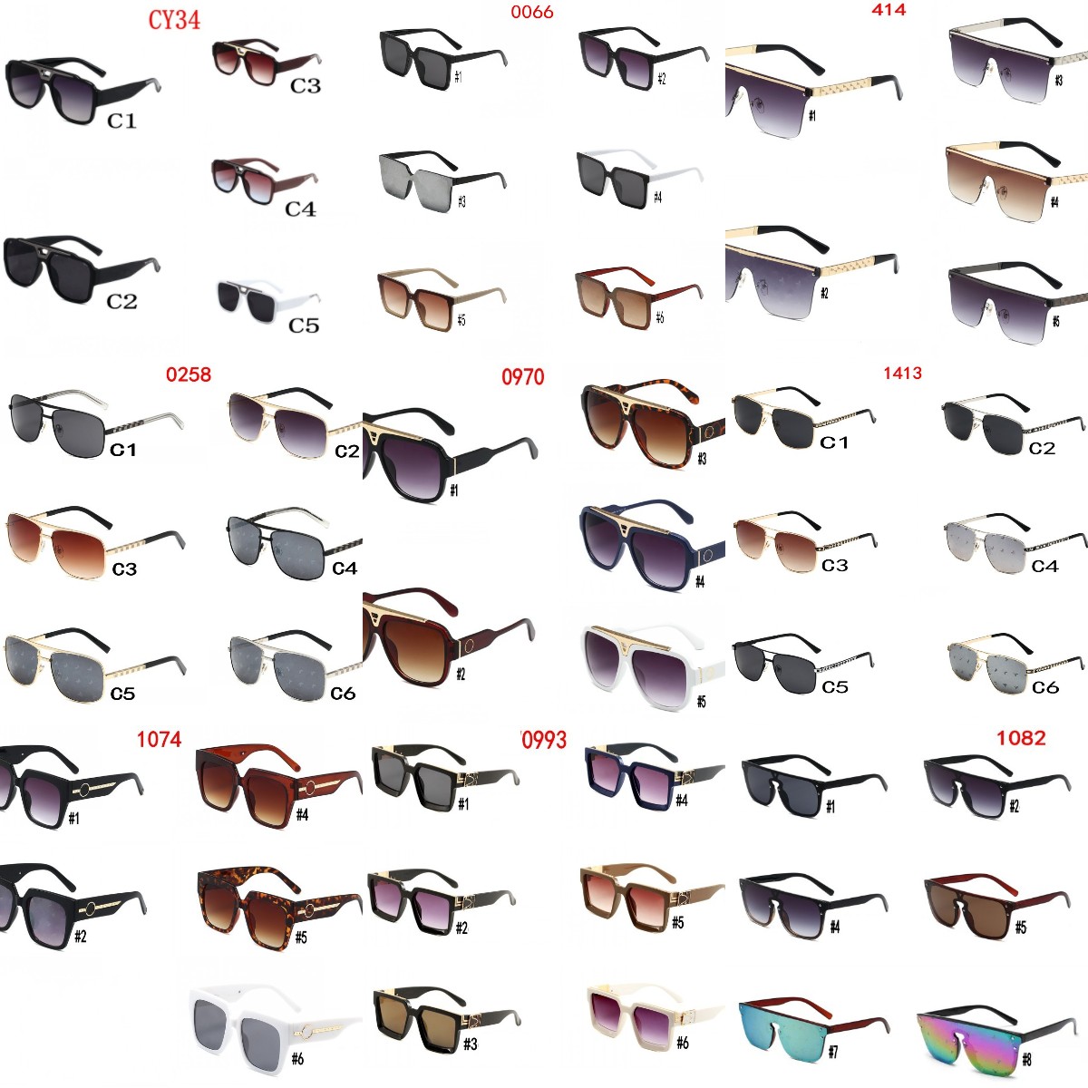 Luxury Designer Sunglasses For Women Men Big Frame Eyewear Classic Eyeglasses Uv Protection Retro Fashion Glasses Wholesale
