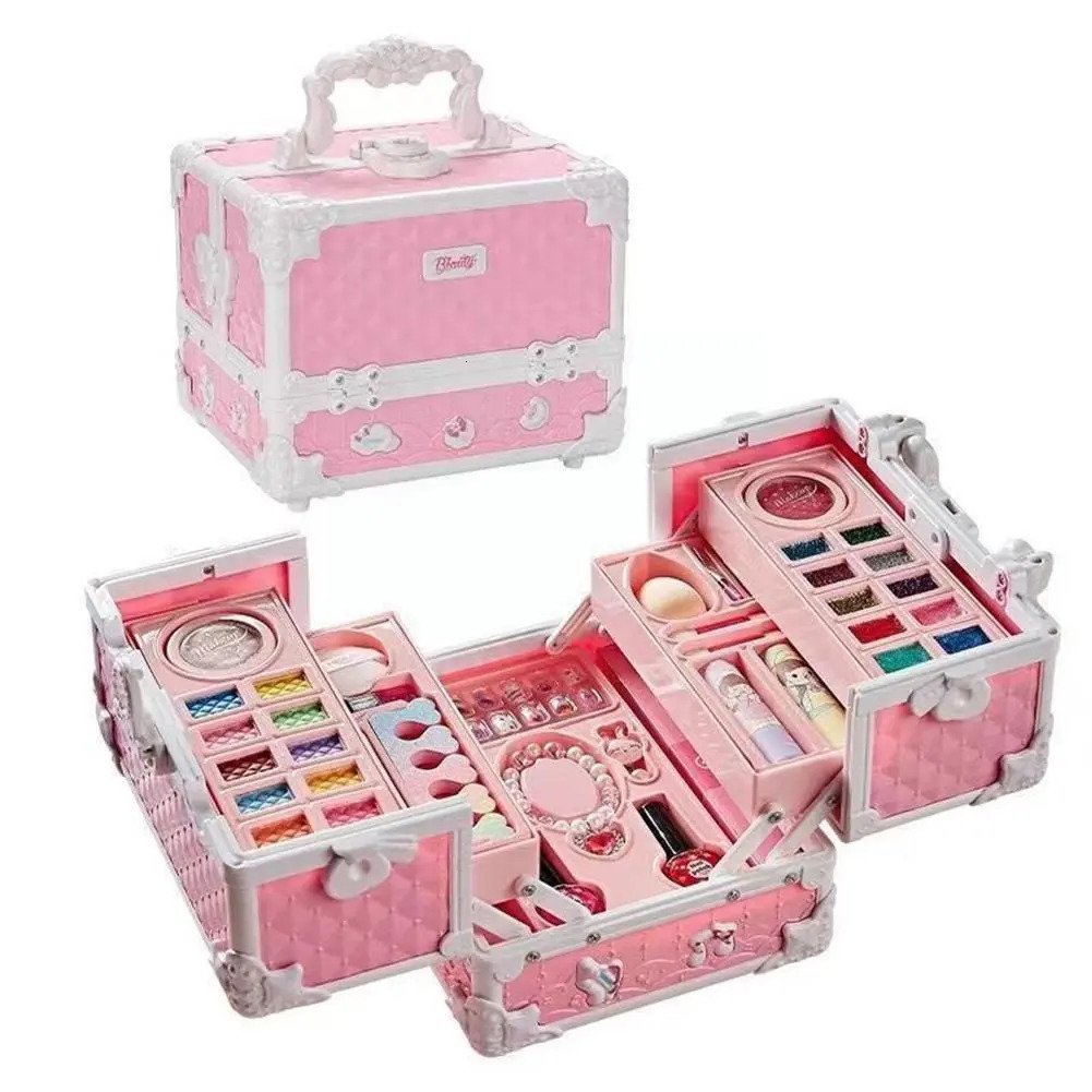 Beauty Fashion Kids Makeup Kit for Little Girls 49 Pcs Washable Real with Cosmetic Cases Birthday Gifts 231007