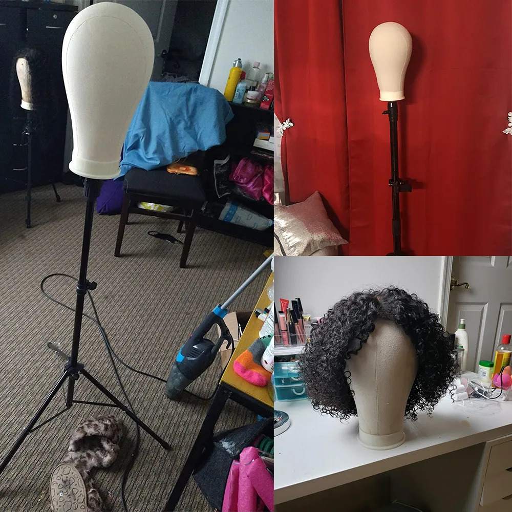 Wig Stand Wig Stand Colored Canvas Head21" 22" 23" For Women Make Up Maniquin Training Make Wigs Mannequin Head Manican Head Stand Hold