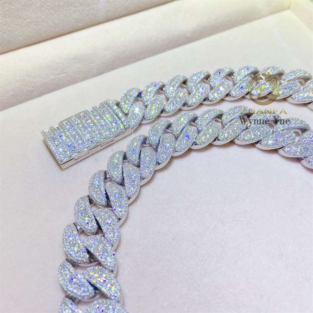Fresh Bussdown 350g Hiphop 18mm S925 Iced Out Flawless Moissanite Miami Cuban Link Chain