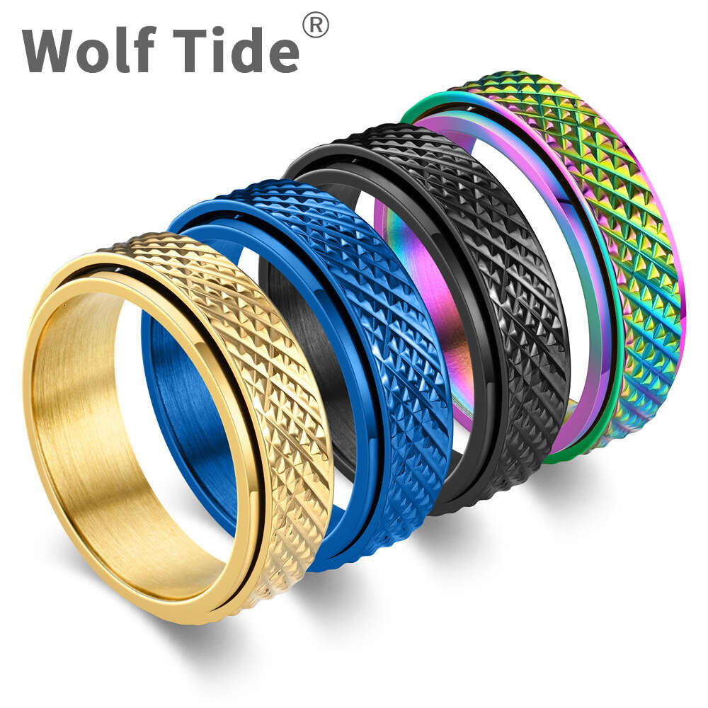 Snake Pattern 304 Rotary Titanium Stainless Steel Ring Band For Men And Women Cool Personality Rotate Finger Rings Wolf Tide Jewelry Accessories Whole