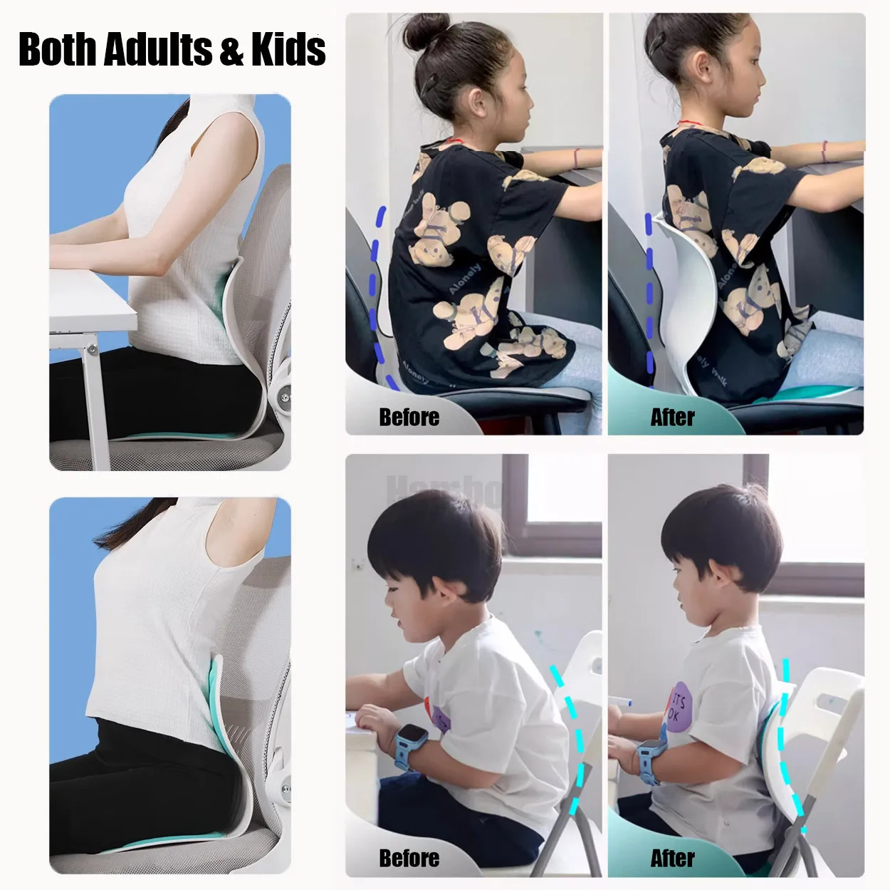 AB Zone Portable Cushion Orthopedic Chair Posture Correction Office Waist Protection Memory Cotton Seat Student Children Adults 231007