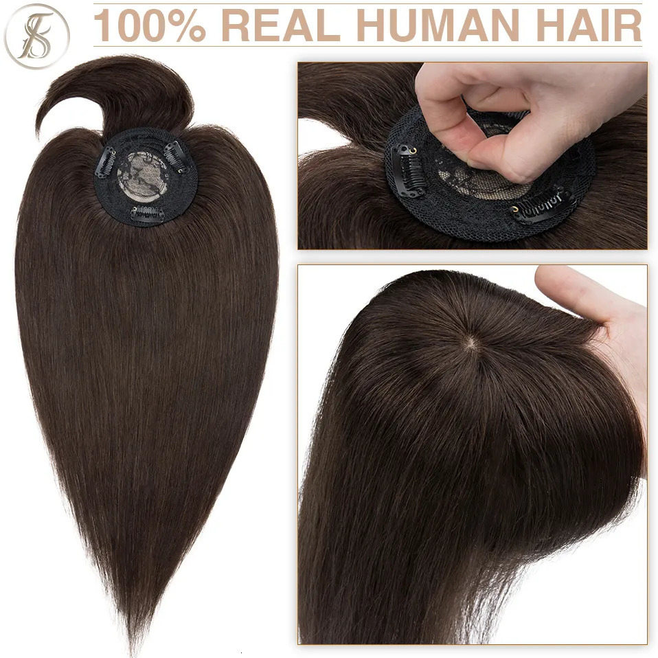 Lace Wigs TESS Human Hair Toppers 8.5x8.5cm Women Topper 2cm Hair Vortex Natural Hair Wigs Center Crown Machine-made Hairpiece With Bangs 231006