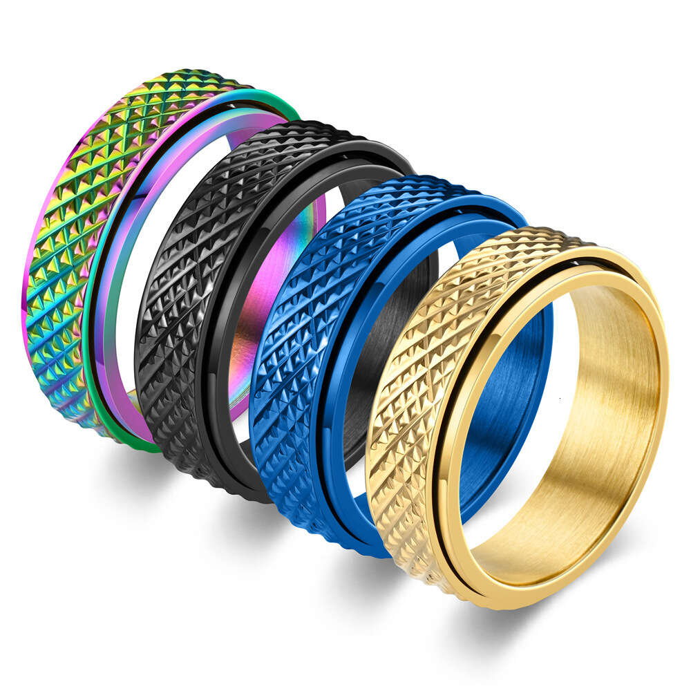 Snake Pattern 304 Rotary Titanium Stainless Steel Ring Band For Men And Women Cool Personality Rotate Finger Rings Wolf Tide Jewelry Accessories Whole