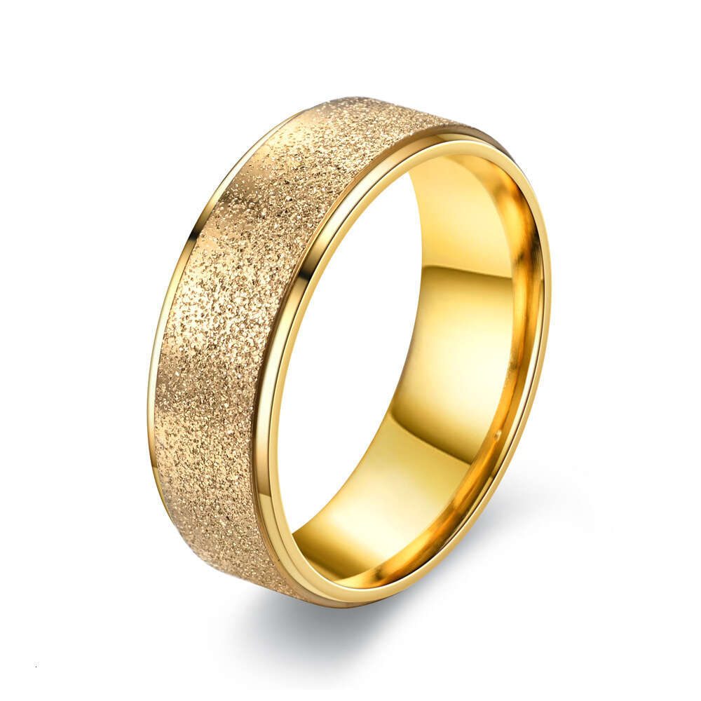 8mm Niche Titanium Stainless Steel Frosted Couple Ring Female Korean Style Fashion Rose Gold Wedding Engagement Finger Ring Bijoux Jewelry Accessories