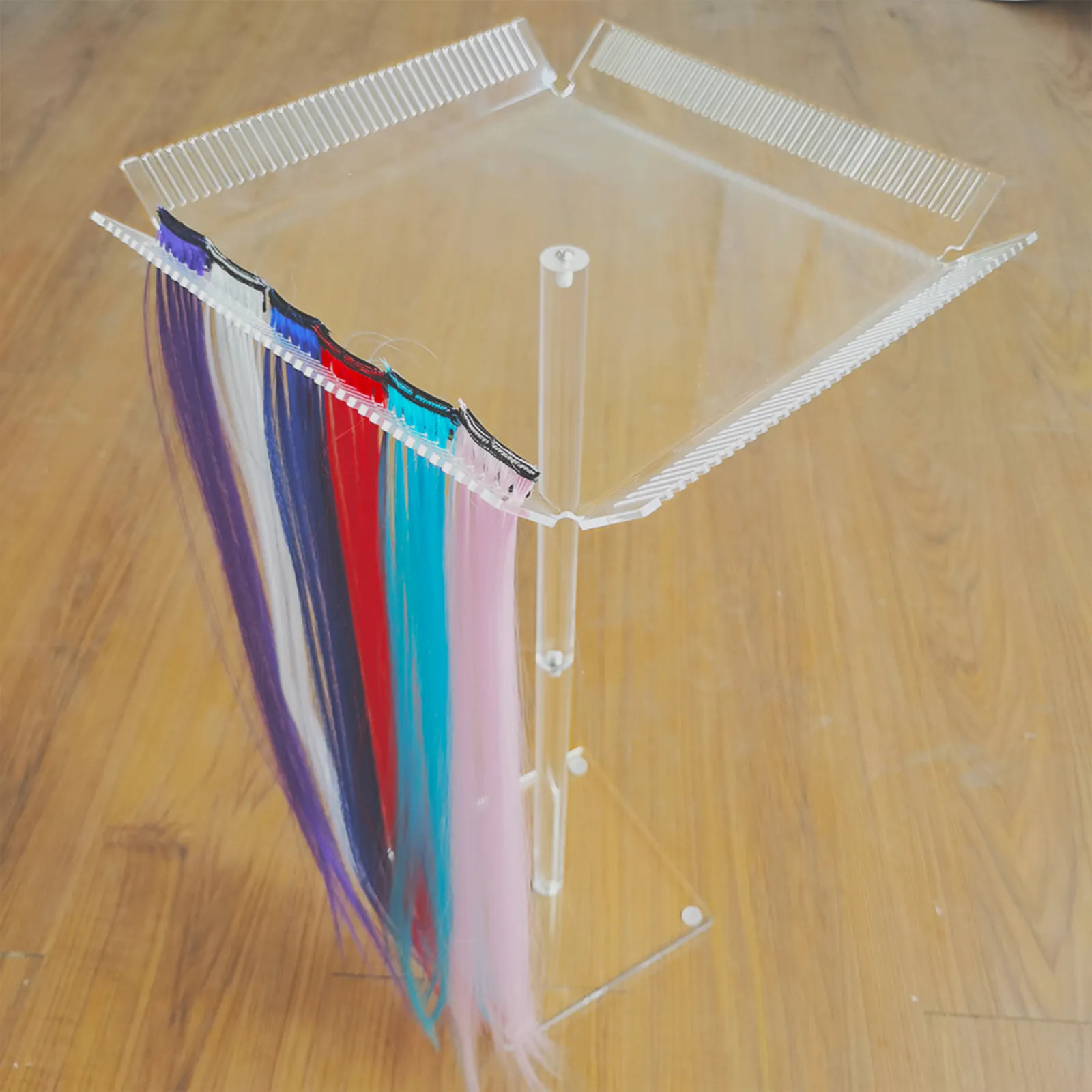 Wig Stand Wigs Stands Hair Extension Acrylic Hair Strands Sectioning Holder Display Lightweight Wigs Organizer Salon Hairdressing Supplies 231006