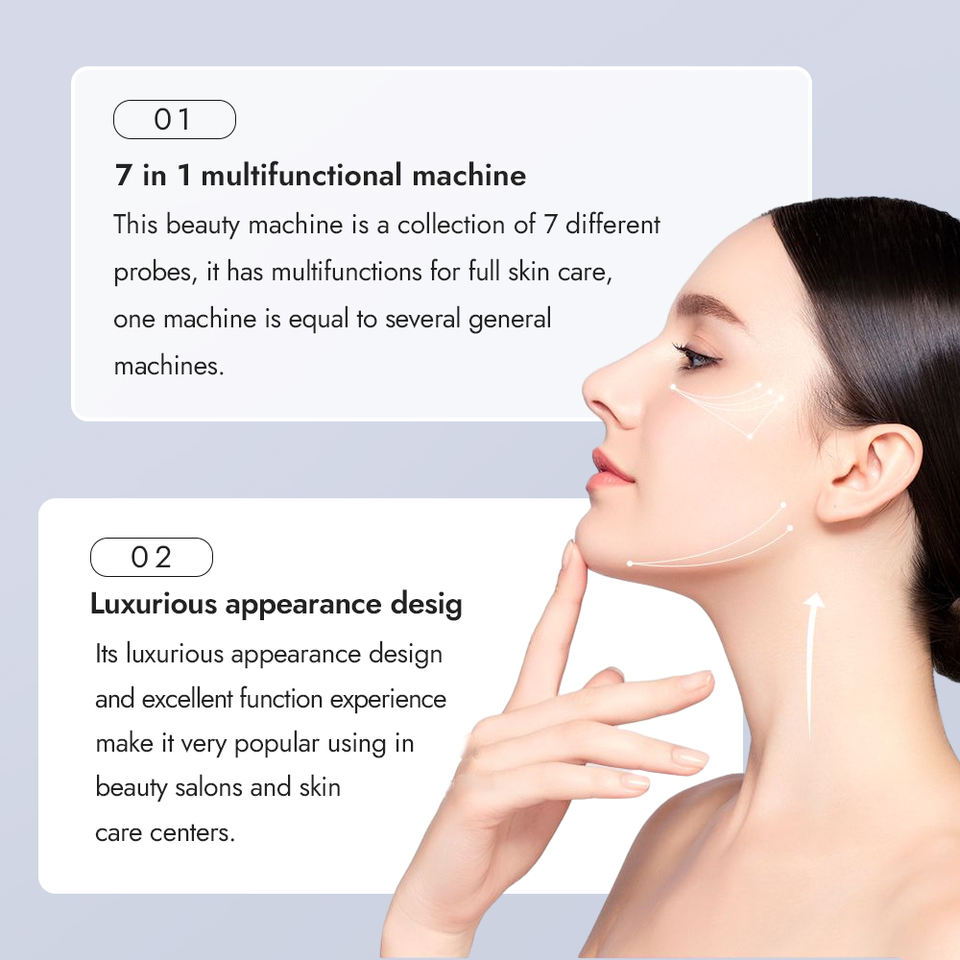 Hottest 7 In 1 Skin Scaling Handle Ultrasonic Sprayer Oxygen Skin Scrubber Skin Management Instruments for Beauty Salon Clinic