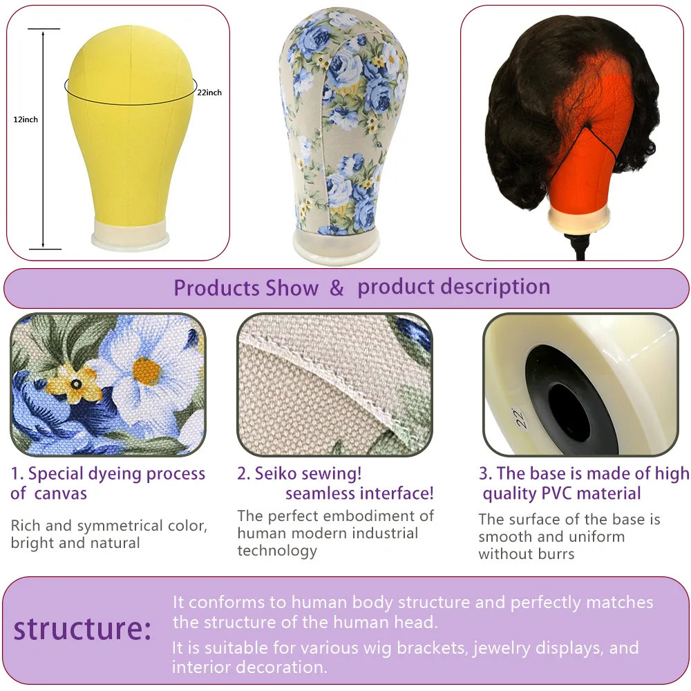 Wig Stand Wig Stand Colored Canvas Head21" 22" 23" For Women Make Up Maniquin Training Make Wigs Mannequin Head Manican Head Stand Hold