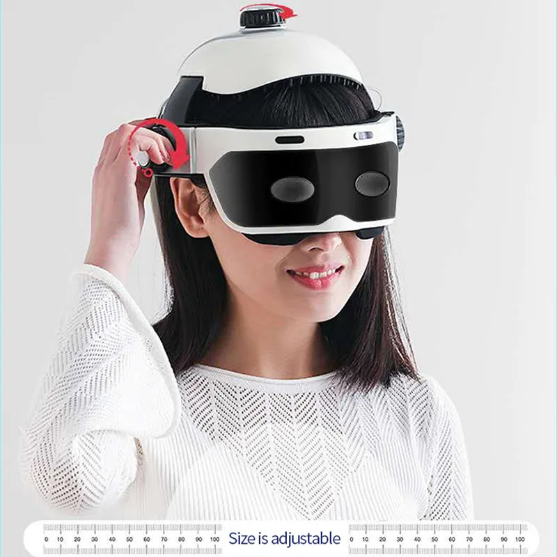 Head Massager Electric Head Massager Helmet Eye Massage Relieve Stress Air Pressure Vibration Therapy Scalp Relax Compress Bluetooth Music 231006