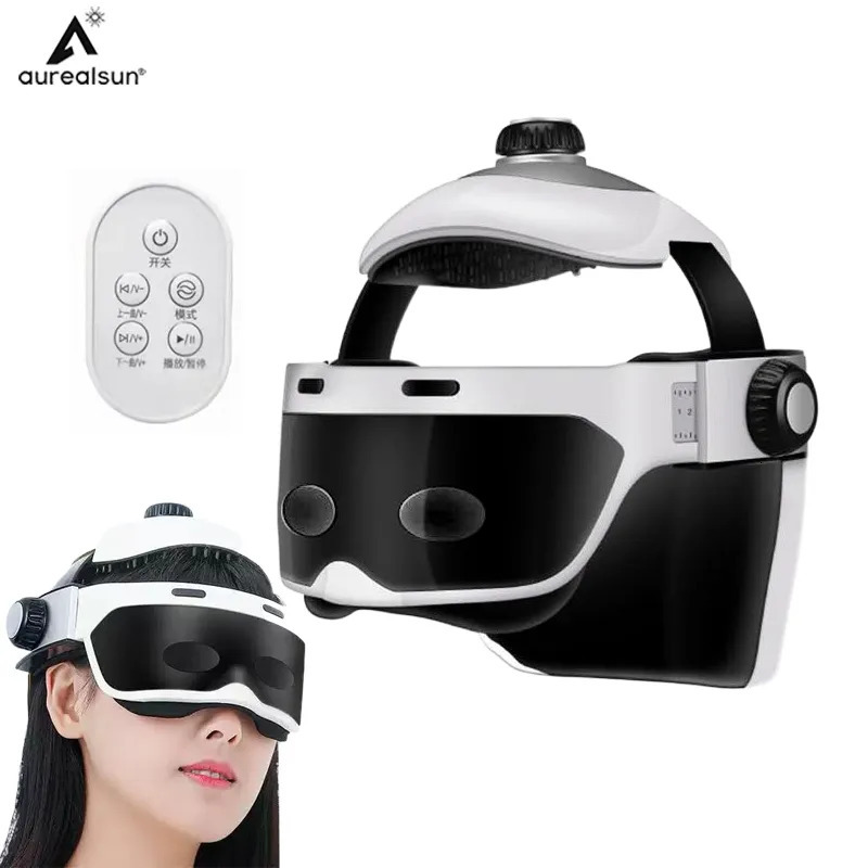 Head Massager Electric Head Massager Helmet Eye Massage Relieve Stress Air Pressure Vibration Therapy Scalp Relax Compress Bluetooth Music 231006