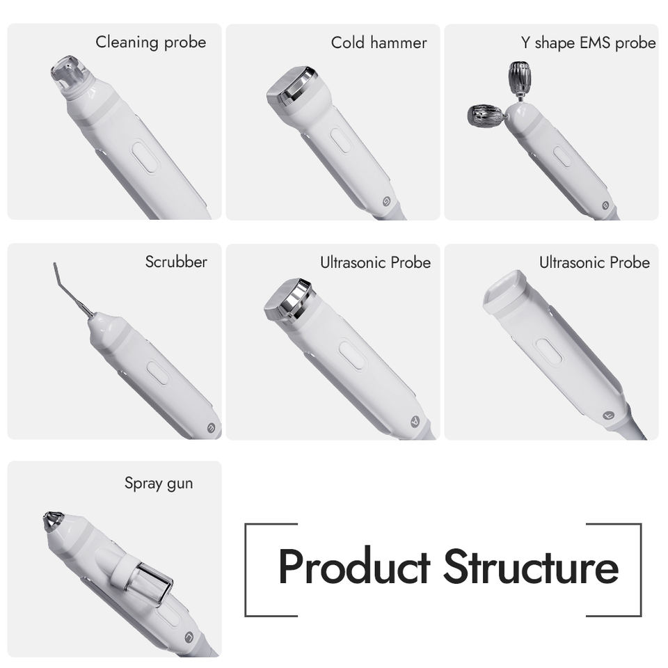 Hottest 7 In 1 Skin Scaling Handle Ultrasonic Sprayer Oxygen Skin Scrubber Skin Management Instruments for Beauty Salon Clinic