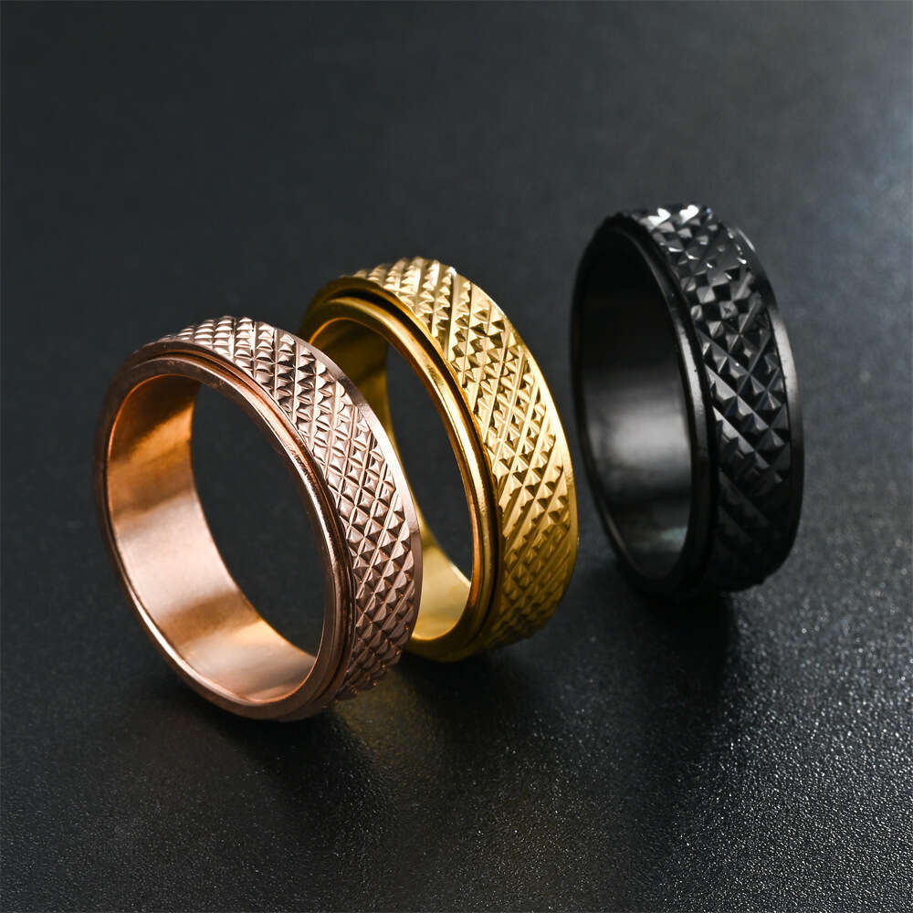 Snake Pattern 304 Rotary Titanium Stainless Steel Ring Band For Men And Women Cool Personality Rotate Finger Rings Wolf Tide Jewelry Accessories Whole
